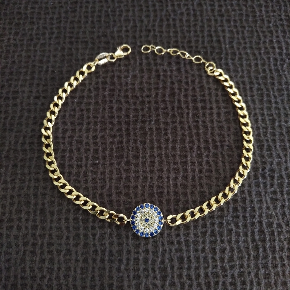 isabella m. Evil😈 Eye👁️ Curb Link Chain Bracelet